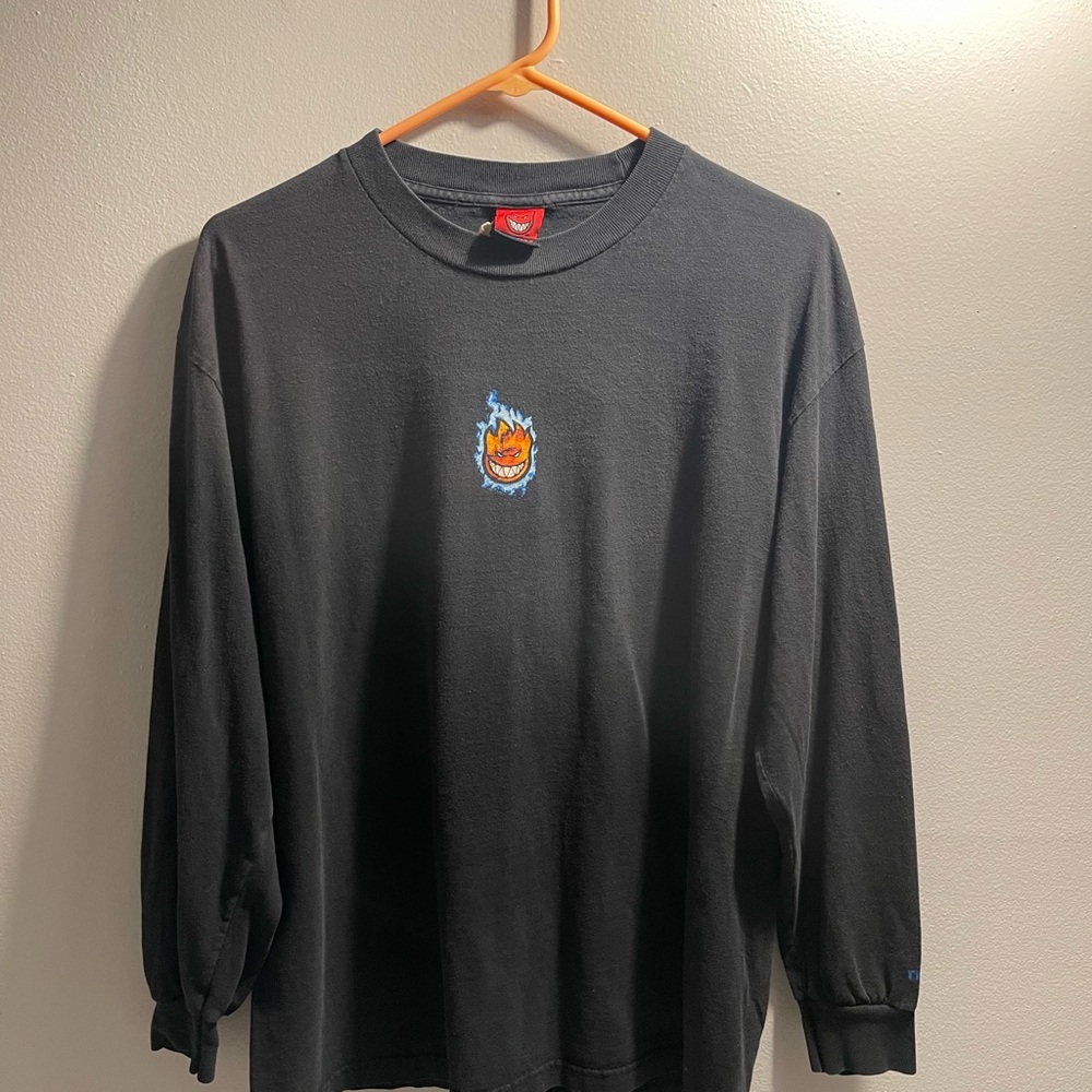 Black Spitfire Long Sleeve Shirt with Flame Logo small sleeve hit